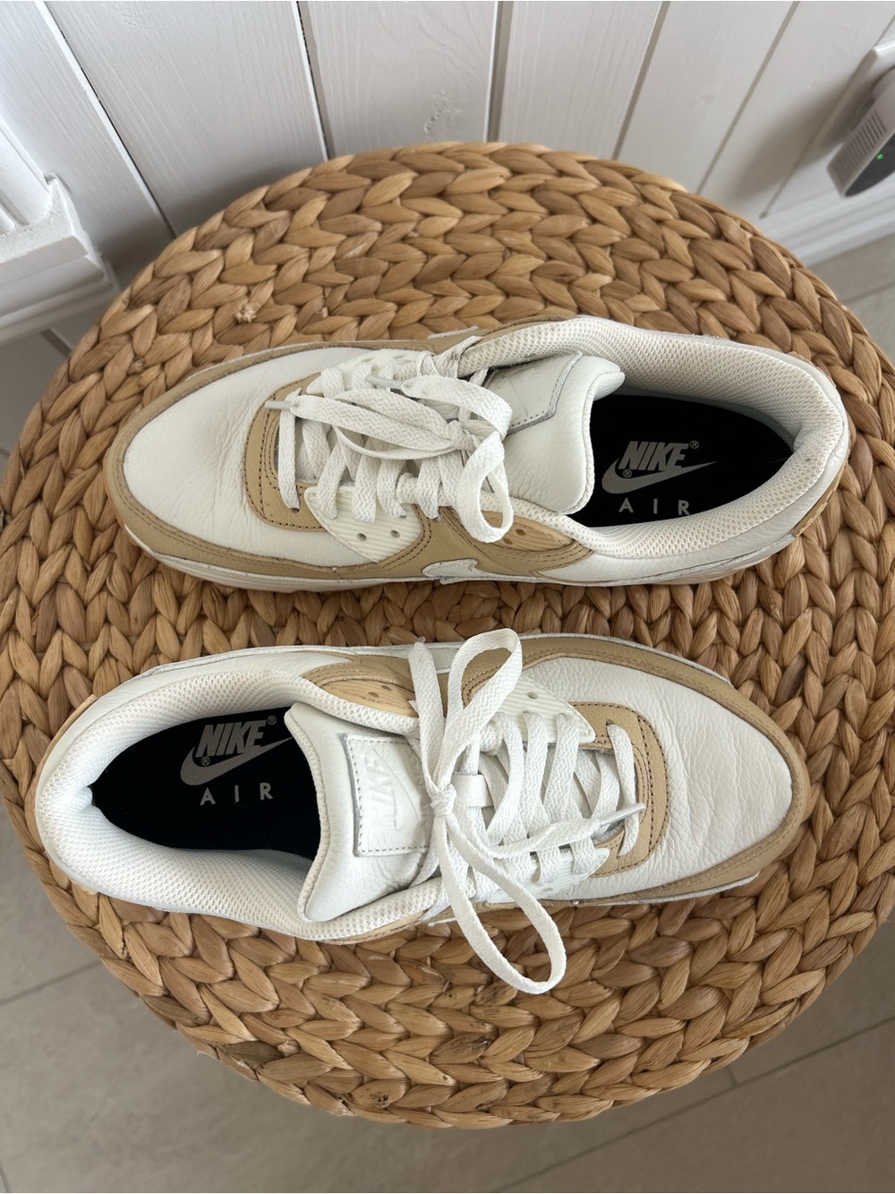 Nike Kids Sneakers in White and Tan
